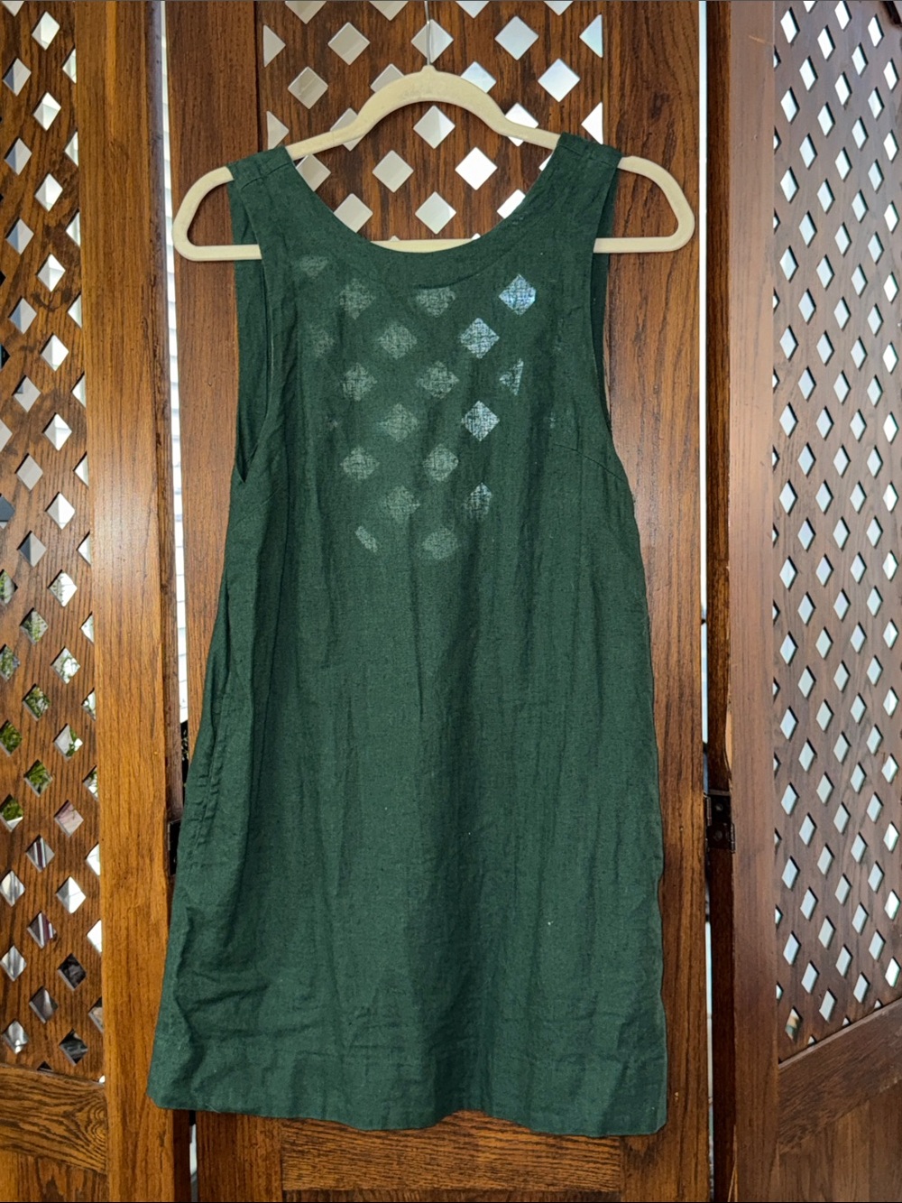 Free People Linen Deep Green Sleeveless Dress